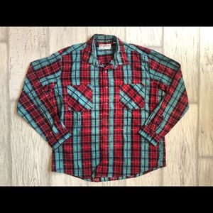Plaid flannel button up men’s shirt vintage 90s